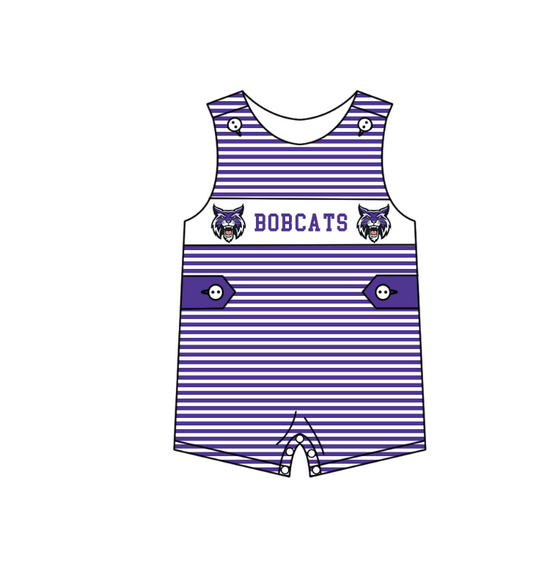 ( Moq 5 ) Baby Boys Kids Sleeveless Purple Stripes Team Summer Romper