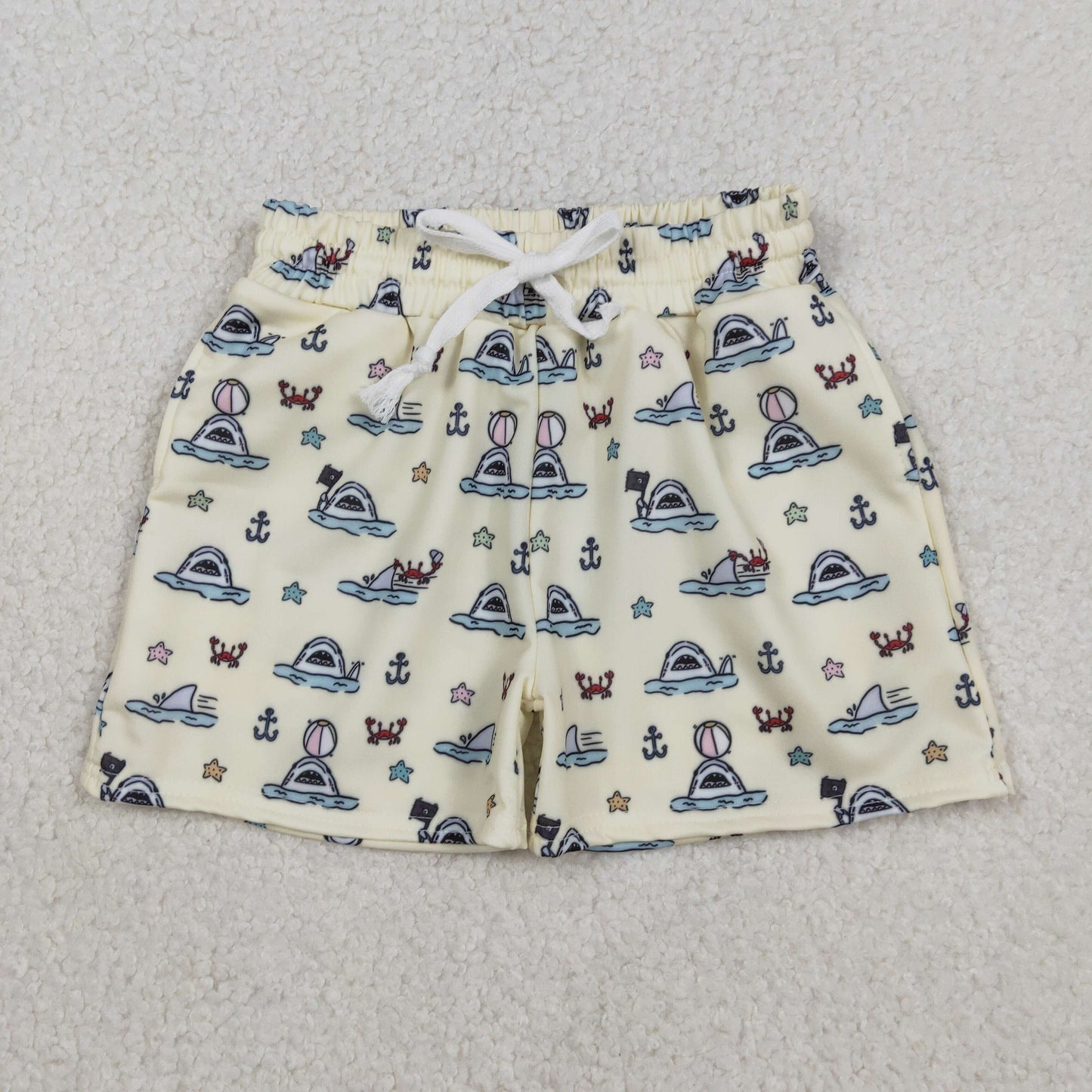 Baby Boy Toddler Boats Crabs Pockets Swim Trunks Shorts Swimwear RTS