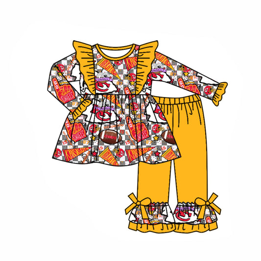 Baby Girl Toddler Long Sleeves KC Tunic Yellow Pants Fall Clothes Team Set