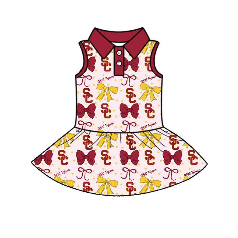 ( Moq 5 each style ) Baby Girl Toddler SC Team Bows ‌Sibling Dress Set