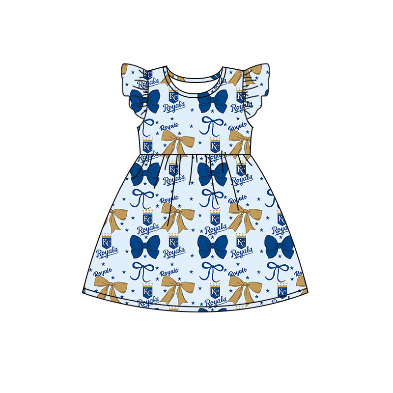 ( Moq 5 each style ) Baby Boy Girl Toddler KC Team Bows ‌Sibling Dress Set