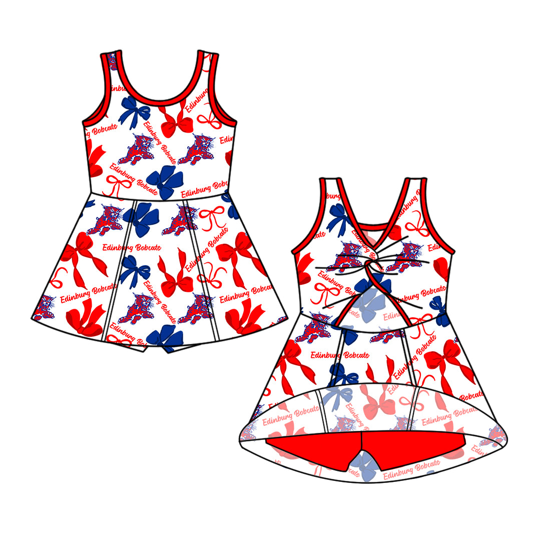 ( Moq 5 each style ) Baby Girl Toddler Tigers Team Bows Sibling Dress Set