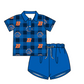 ( Moq 5 each style ) Baby Boy Girl B Team Plaid Blue Sibling Shirt Set