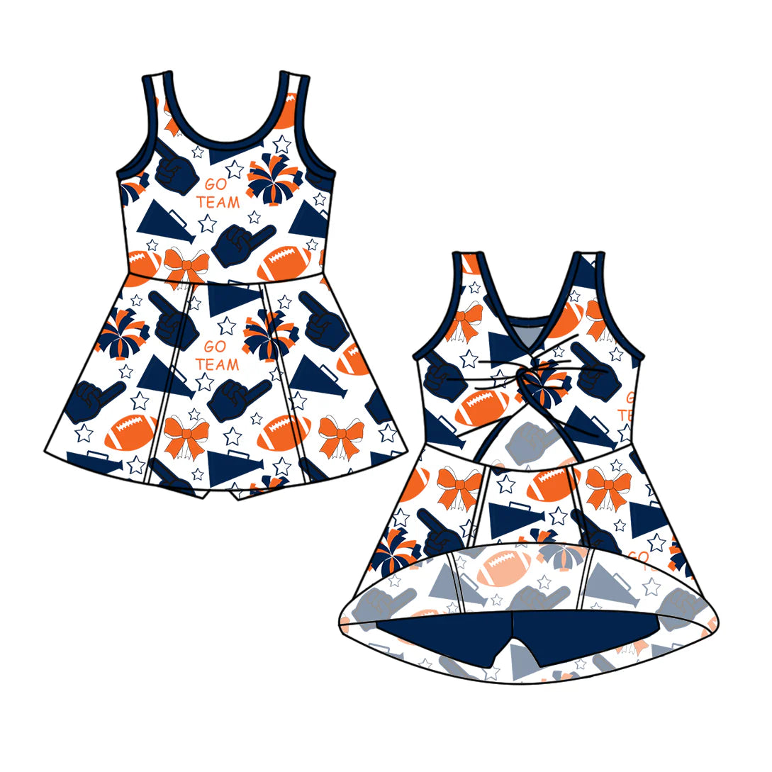 ( Moq 5 ) Baby Girl Toddler Sleeveless AU Football Team Bows Cheer Skort Dress 6.7