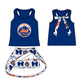 ( Moq 5 each style ) Baby Girl Toddler SF Team Orange Blue Bows Sibling Jumpsuit Set 6.16