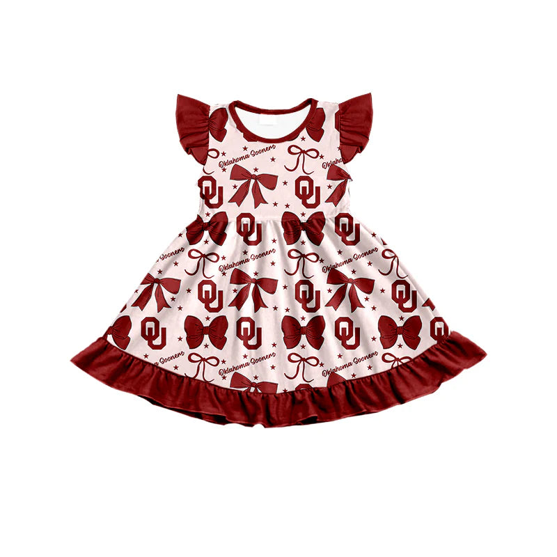 ( Moq 5 each style ) Baby Boy Girl Toddler Team Red Bows Sibling Shirt Dress Set 6.23