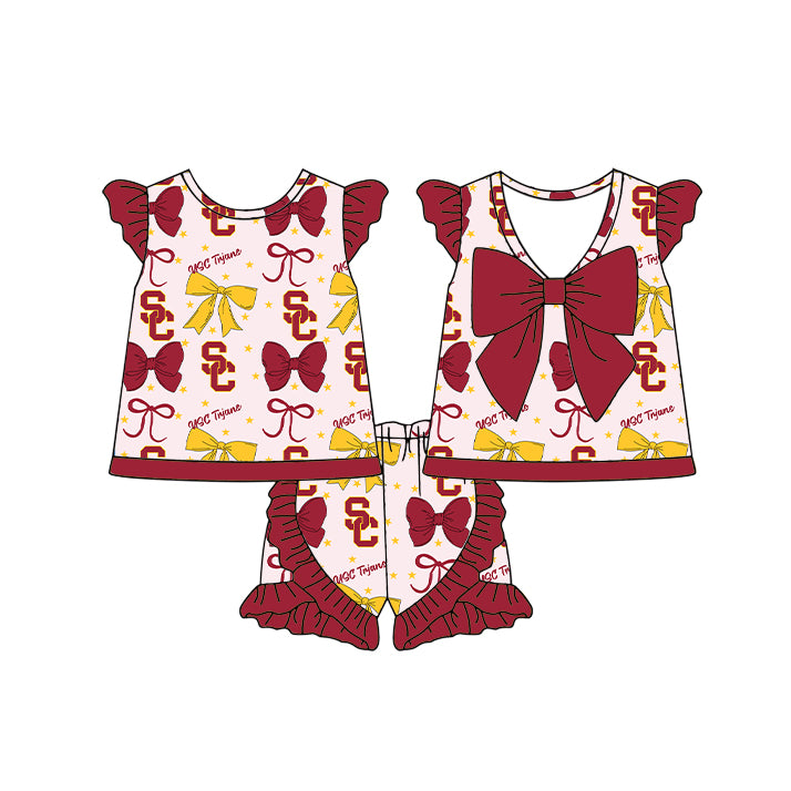 ( Moq 5 each style ) Baby Girl Toddler SC Team Bows ‌Sibling Dress Set