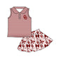 ( Moq 5 each style ) Baby Boy Girl Toddler Team Red Bows Sibling Shirt Dress Set