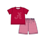 ( Moq 5 ) Baby Boys Toddler Short Sleeves A Shirt Red Plaid Shorts Team Summer Set