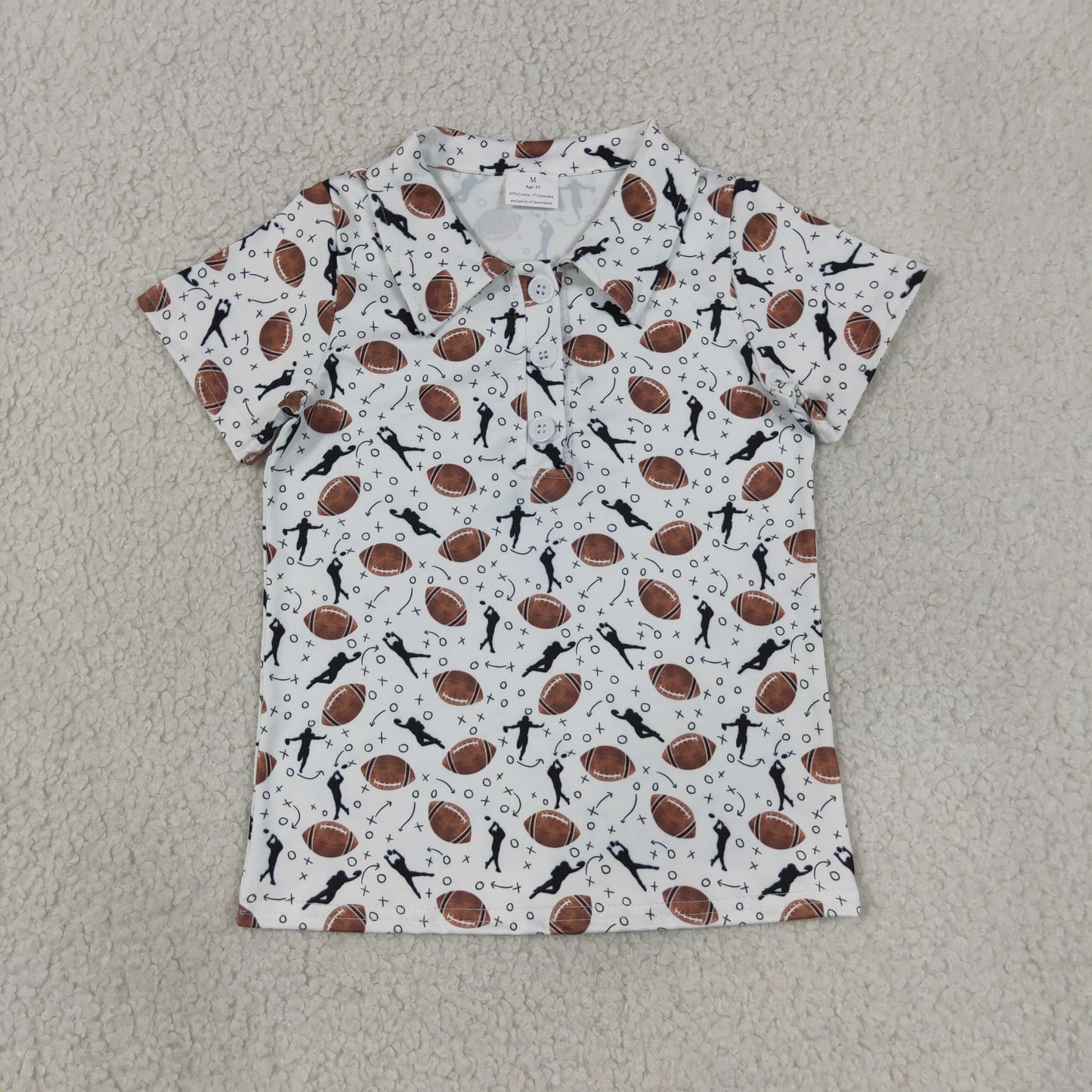 Baby Boy Short Sleeves Football Bows Buttons Summer Shirt RTS