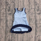 ( No moq ) Preorder Baby Girls Kids Sleeveless Shorts Knee Length Scallop Blue Dress Yoga Active Clothes