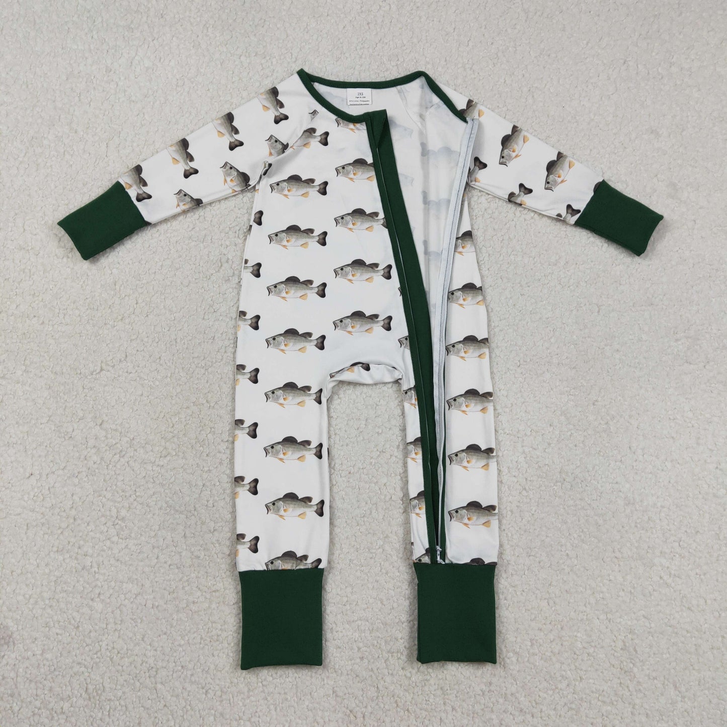 Baby Boys Kids Long Sleeves Fish Zipper Pajamas Romper RTS
