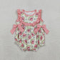Baby Girls Sleeveless Watermelon Flower Bows Bubble Romper RTS