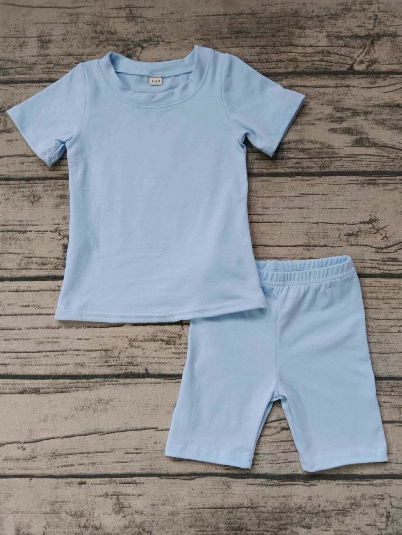 Moq 5 Baby Kids Short Sleeves Blue Shirt Shorts Cotton Set