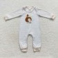 LR0426 Baby Girl Thanksgiving Embroidery turkey Long Sleeves One Piece Romper