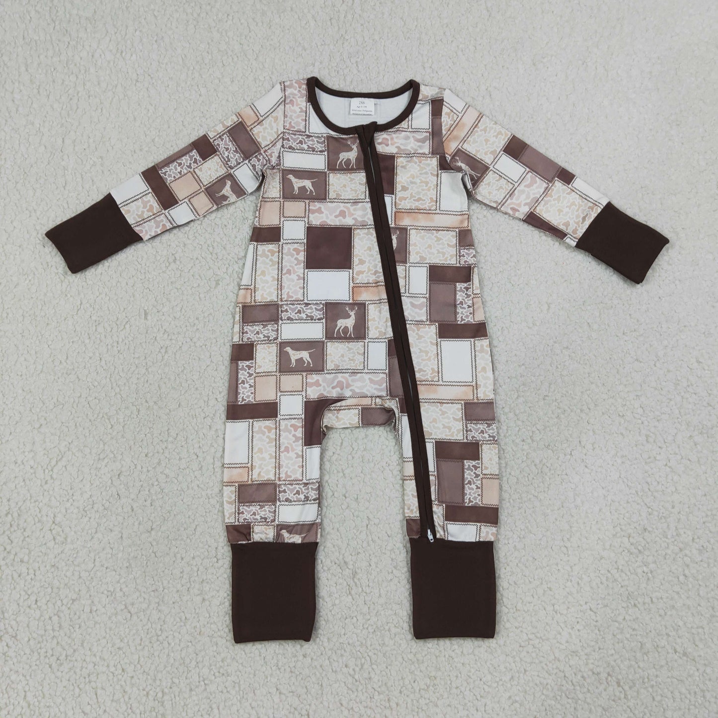 Baby Boys Kids Long Sleeves Ducks Deer Camo Zipper Footie Sleeper Romper RTS