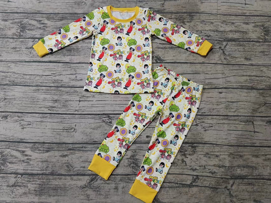 Baby Girl Long Sleeves Cartoon Shirt Pants Pajamas Set Moq 5