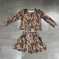 ( No moq ) Preorder Baby Girls Kids Long Sleeves Shirt Scallop Pockets Skirt Shorts Olive Camo Set Clothes