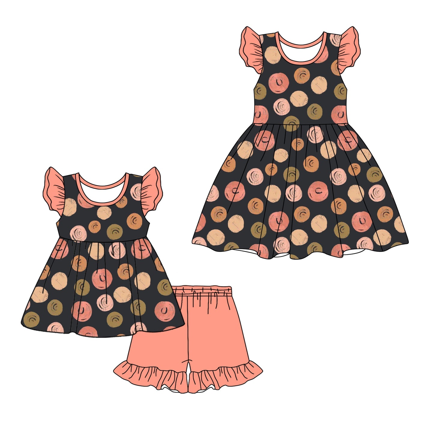 Baby Girl Kids Short Sleeves Flower Sibling Dress Set ( Moq 5 Each Style ) 2.8