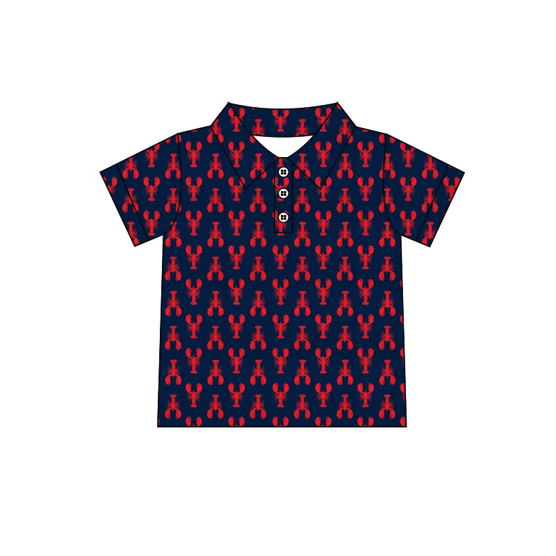 Baby Boy Short Sleeves Crawfish Buttons Shirt