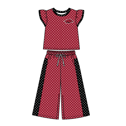 ( Moq 5 ) Baby Girls Kids Short Sleeves Shirt Pants Team Set Clothes