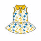 ( Moq 5 each style ) Baby Girl Toddler Team Yellow Blue Bows Sibling Skort Dress Set 6.4