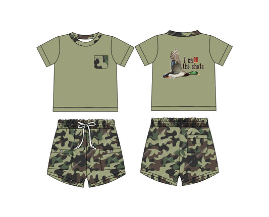 Baby Boy Short Sleeves Duck Shirt Camo Pockets Shorts Set ( Moq 5 ) 12.9