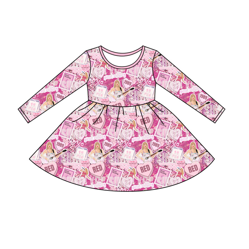 Baby Girl Long Sleeves Singer Pink Dress