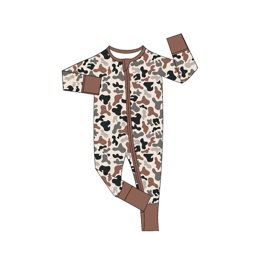 Baby Boy Infant Long Sleeves Camo Zipper Romper