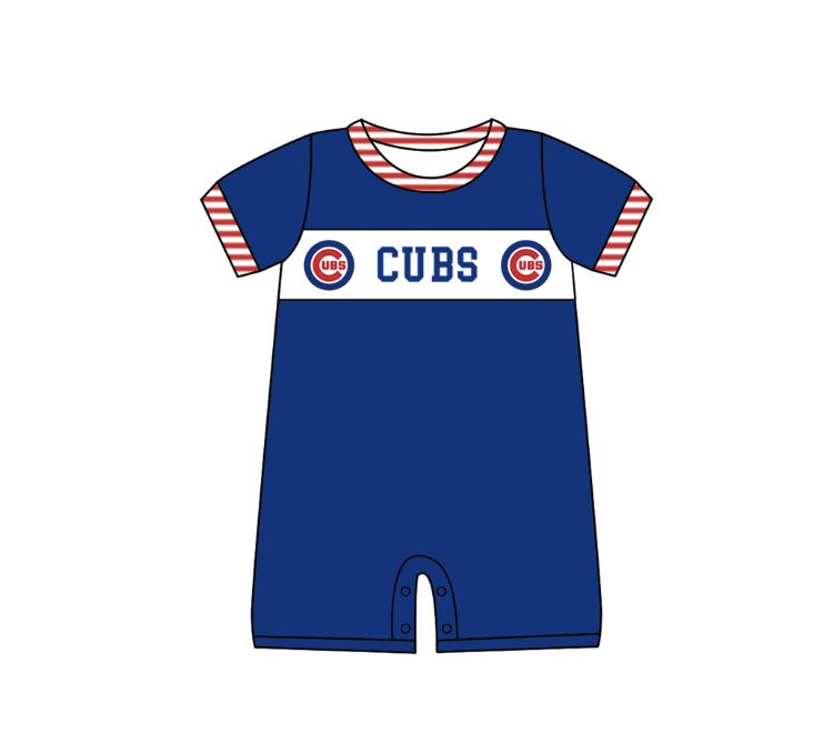 ( Moq 5 Each Style ) Baby Boys Girls Kids Short Sleeves Team Sibling Blue Romper Dress Set