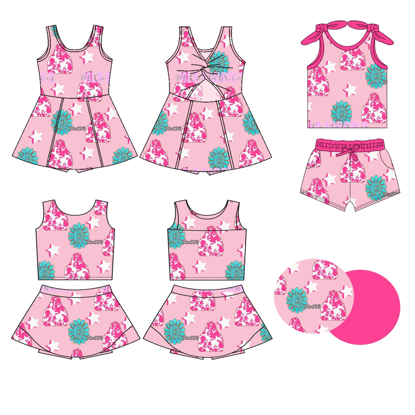 Baby Girl Sleeveless Western Pink Sibling Dress Set ( Moq 5 Each Style ) 3.5