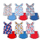 ( Moq 5 Each Style ) Sibling Baby Girls Kids 4th of July Shirt Shorts Sets Summer Clothes