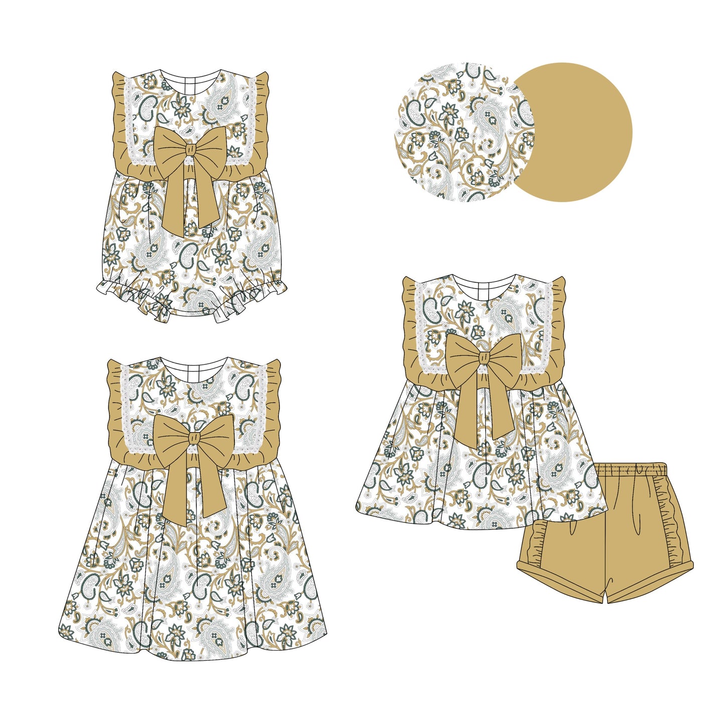 ( Moq 5 Each Style ) Baby Girl Flower Bows Sibling Romper Dress Set 3.28