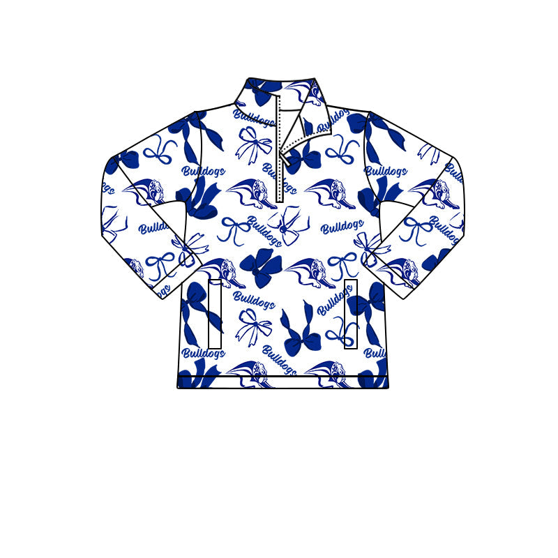 ( Moq 5 each style ) Baby Boy Girl Team Cheer Sibling Shirt Blue Bows Dress Set 8.11
