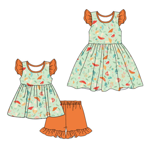 Baby Girl Mushrooms Sibling Dress Set ( Moq 5 Each Style ) 1.9