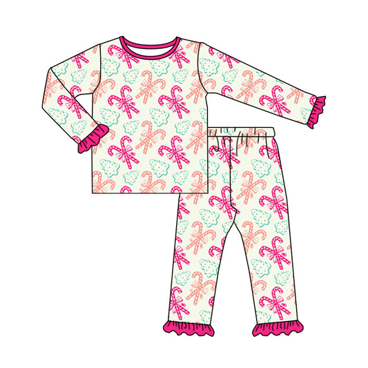 Baby Girl Long Sleeves Christmas Candy Cake Shirt Pants Pajamas Set