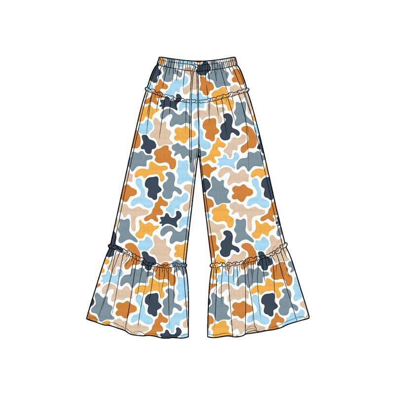 ( Moq 5 ) Baby Girls Kids Colorful Camo Ruffle Pants Bottoms Clothes