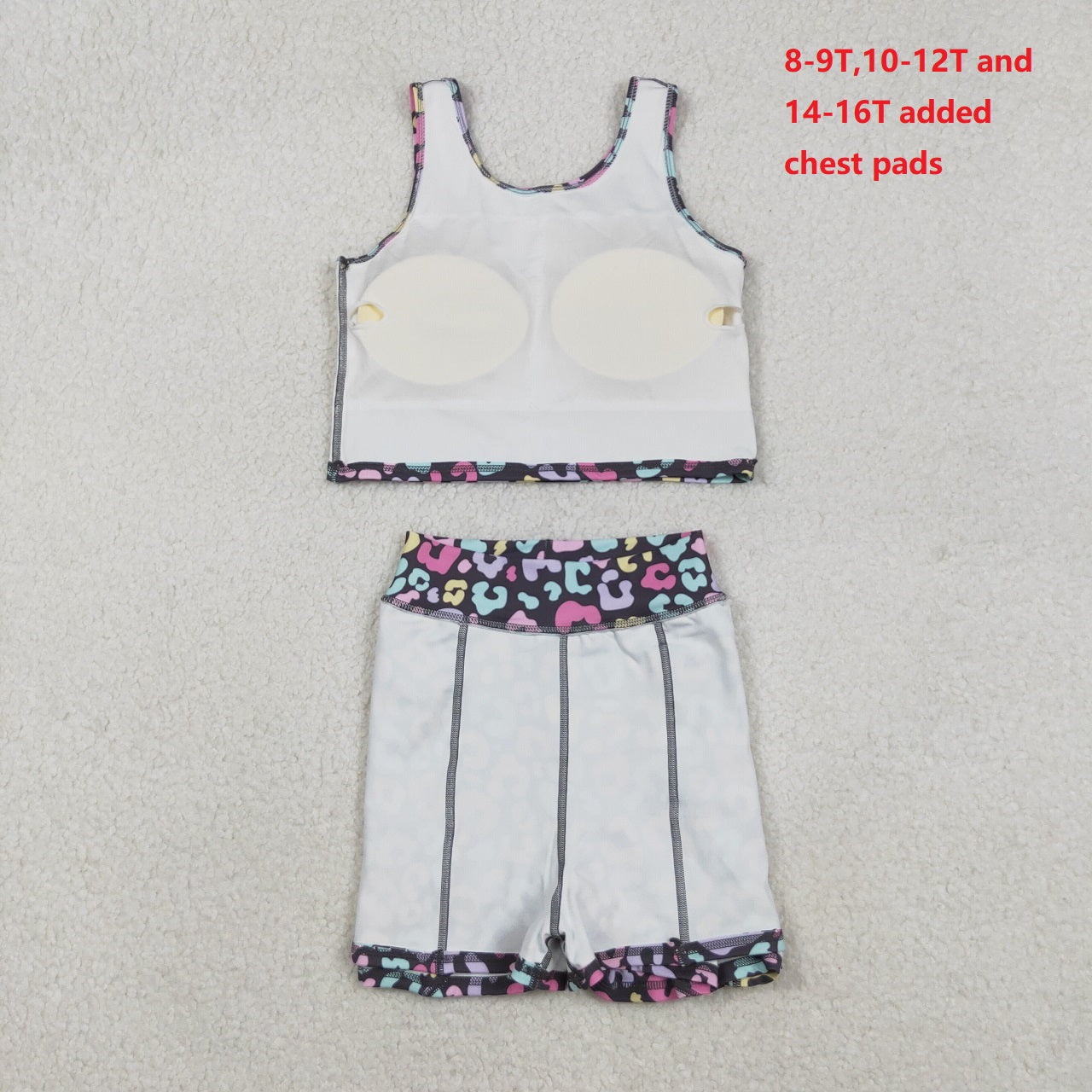 Baby Girl Sleeveless Colorful Leopard Yoga Vest Skort Active Wear Set RTS