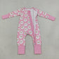 Baby Girls Kids Long Sleeves Christmas Zipper Sleeper Footie Romper Pink Clothes RTS