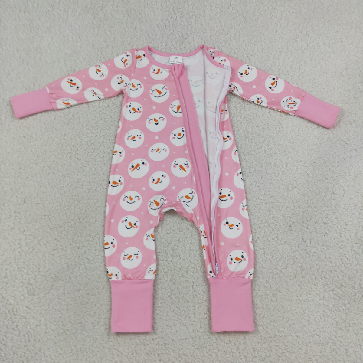 Baby Girls Kids Long Sleeves Christmas Zipper Sleeper Footie Romper Pink Clothes RTS