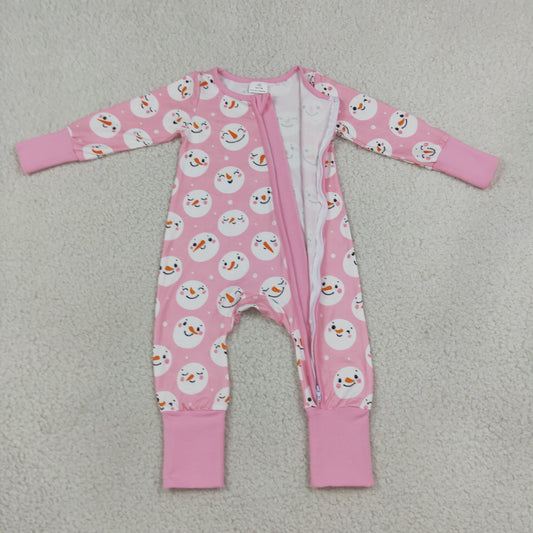 Baby Girls Kids Long Sleeves Christmas Zipper Sleeper Footie Romper Pink Clothes RTS