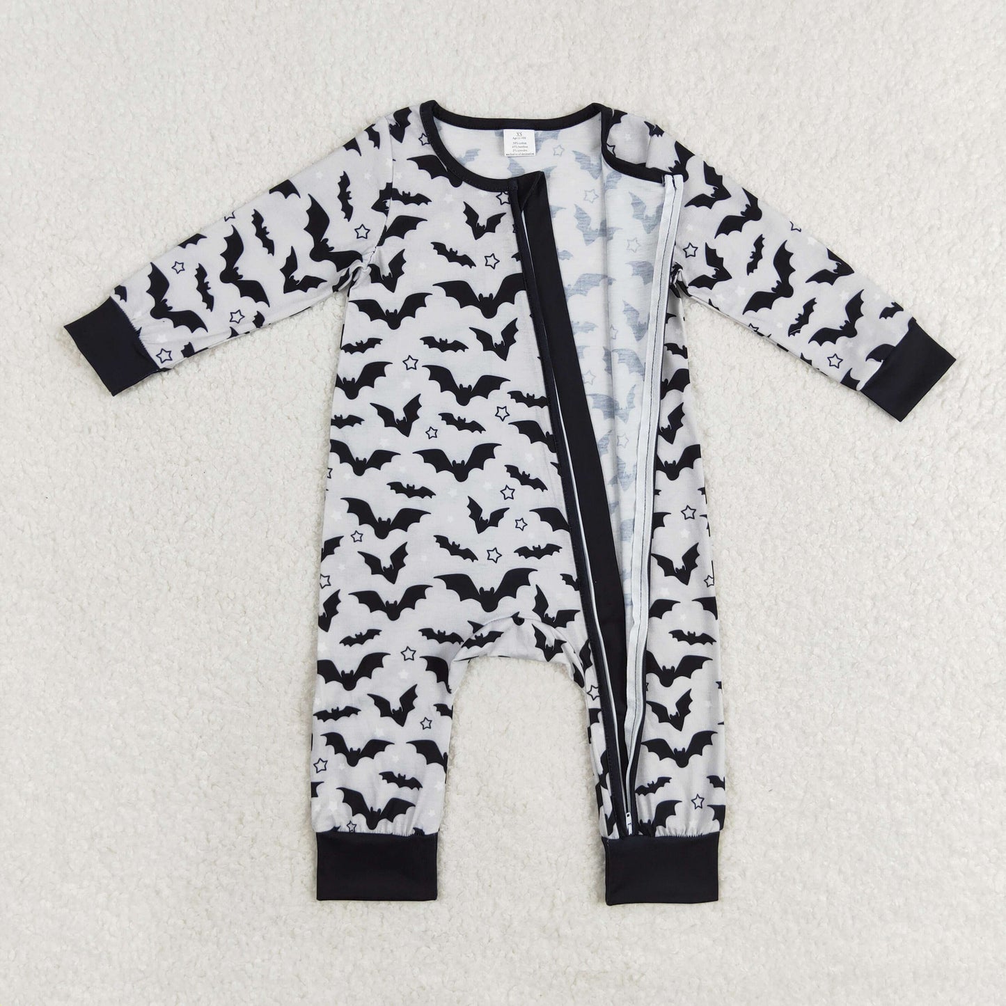 Baby Boy Infant Halloween Bats Zipper Bamboo Sleepers Grey Romper