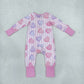 Sibling Baby Boys Girls Kids Long Sleeves Valentine Hearts Stripes Zipper Rompers Set Clothes RTS