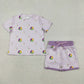 Baby Girls Kids Short Sleeves Donuts Boots Shirt Pockets Shorts Mardi Gras Set RTS