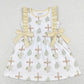 SR0619 Easter Baby Girl Easter One Piece Cross Eggs Floral Romper