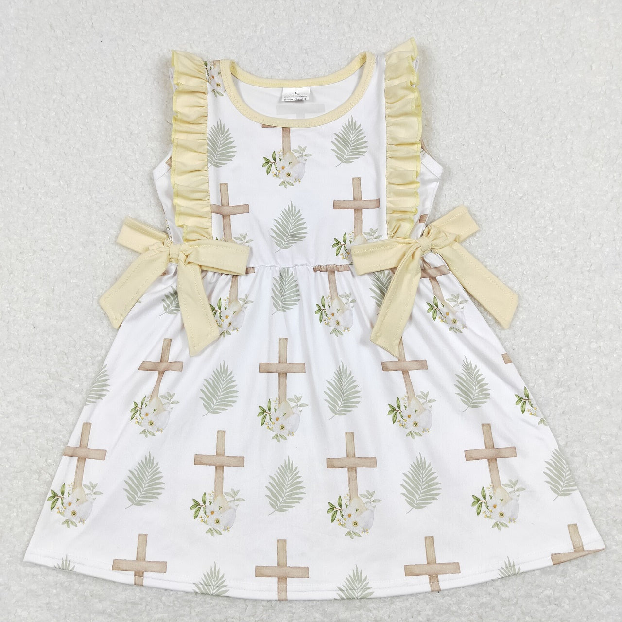 SR0619 Easter Baby Girl Easter One Piece Cross Eggs Floral Romper