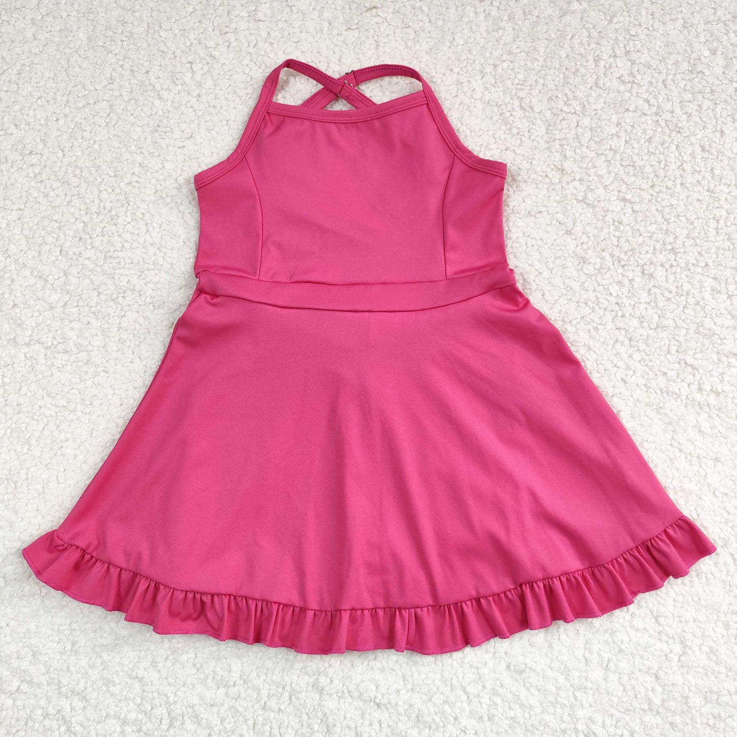 Baby Girl Sleeveless Hot Pink Yoga Sports Shorts Dress