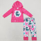 LR0877 Baby Girl Valentine's Day Dinosaurs Hearts Long Sleeves Romper