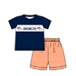 ( Moq 5 ) Baby Boys Toddler Short Sleeves Tops Stripes Shorts Team Summer Set