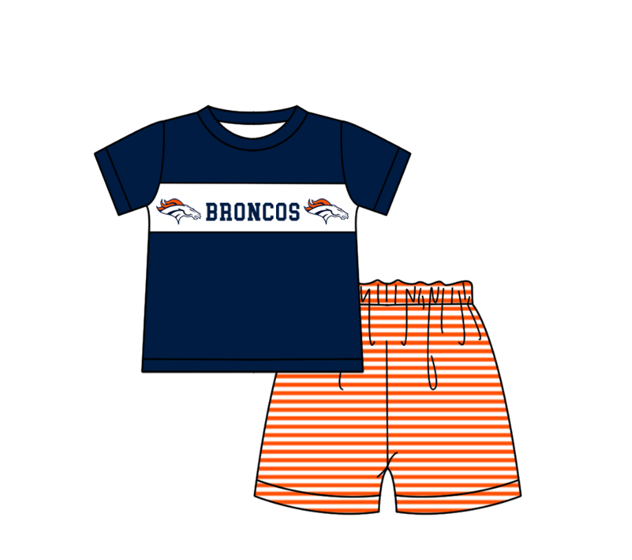 ( Moq 5 ) Baby Boys Toddler Short Sleeves Tops Stripes Shorts Team Summer Set